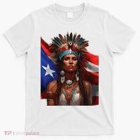 Indigenous Taino Woman Puerto Rican Flag Caribbean T-Shirt thumb 0