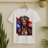 Indigenous Taino Woman Puerto Rican Flag Caribbean T-Shirt thumb 2
