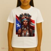 Indigenous Taino Woman Puerto Rican Flag Caribbean T-Shirt thumb 4
