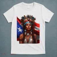 Indigenous Taino Woman Puerto Rican Flag Caribbean T-Shirt thumb 5