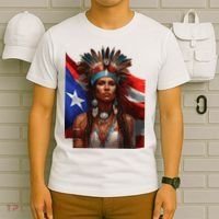 Indigenous Taino Woman Puerto Rican Flag Caribbean T-Shirt thumb 6