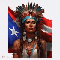 Indigenous Taino Woman Puerto Rican Flag Caribbean Beanie thumb 2