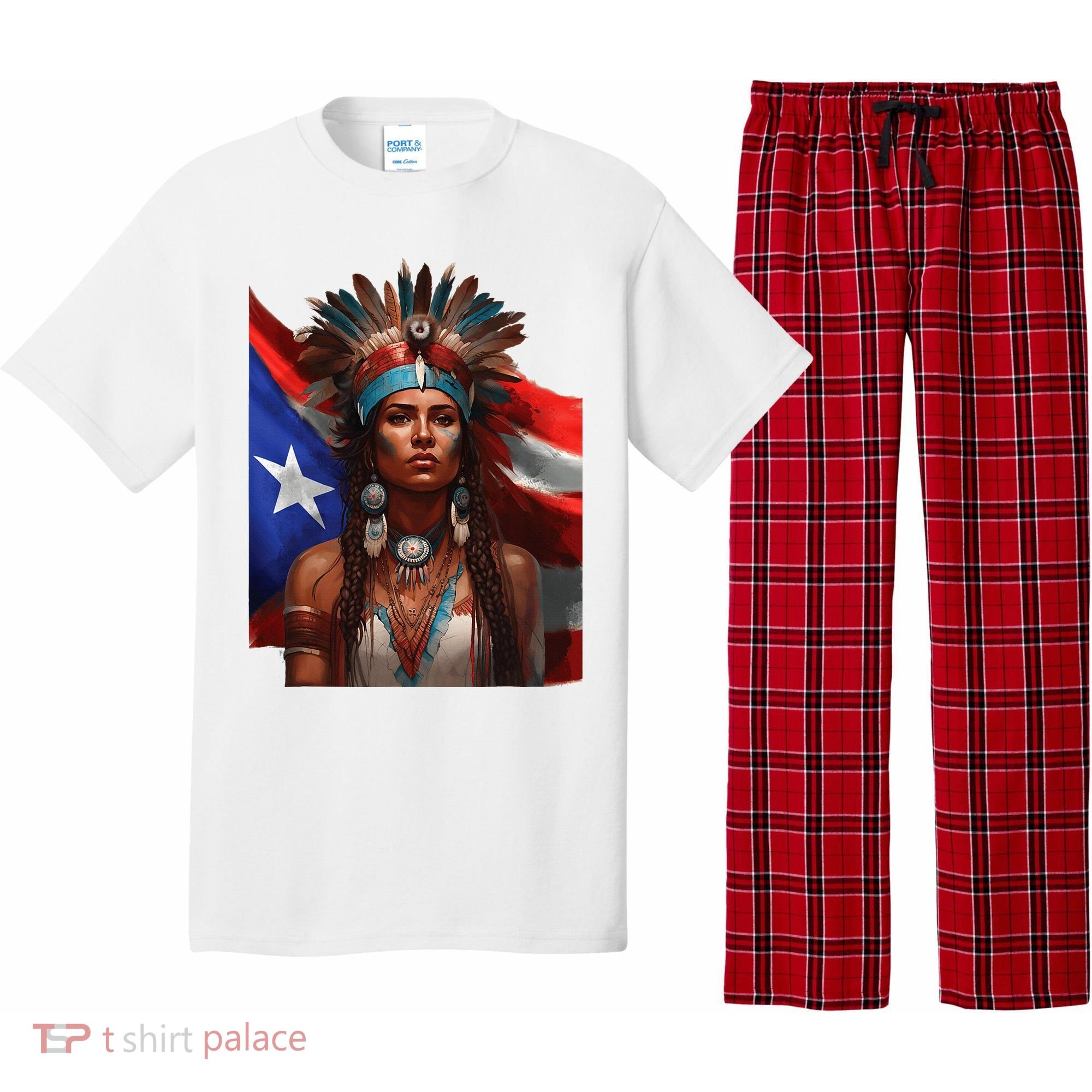 Indigenous Taino Woman Puerto Rican Flag Caribbean Pajama Set