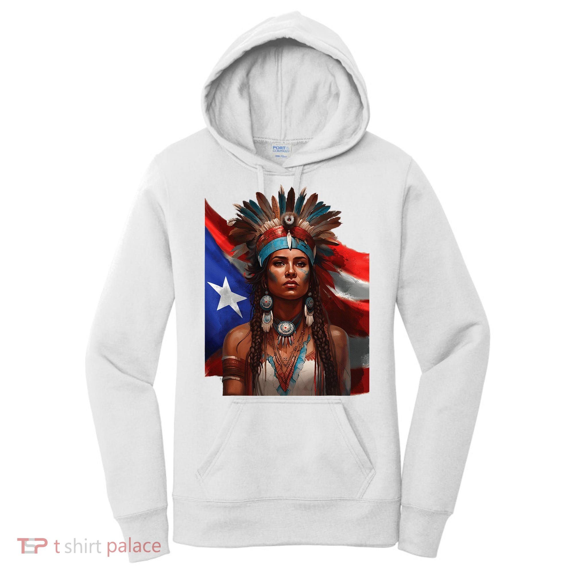 Indigenous Taino Woman Puerto Rican Flag Caribbean Women's Hoodie