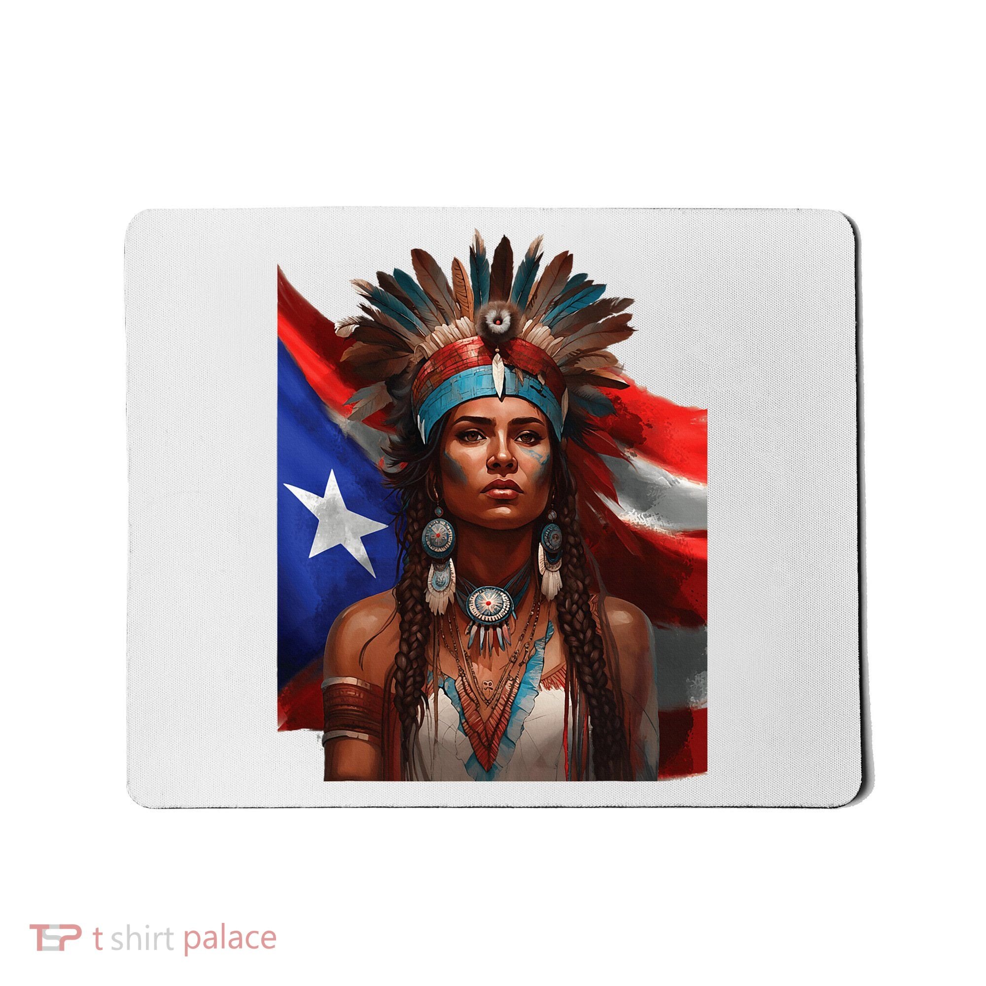 Indigenous Taino Woman Puerto Rican Flag Caribbean Mousepad