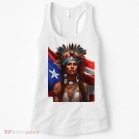 Indigenous Taino Woman Puerto Rican Flag Caribbean Women's Tank Top thumb 0