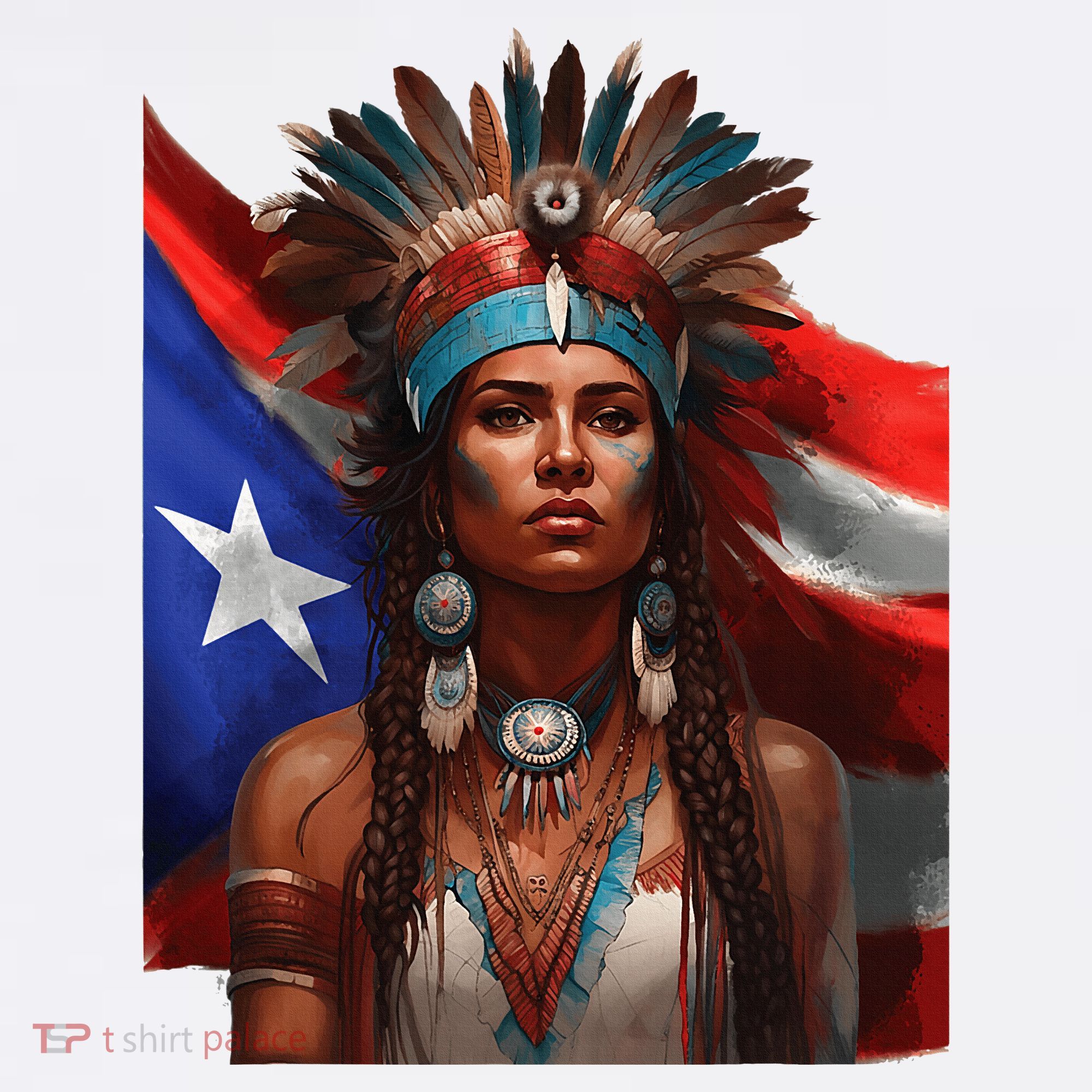 Indigenous Taino Woman Puerto Rican Flag Caribbean Women's Tank Top
