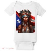 Indigenous Taino Woman Puerto Rican Flag Caribbean Baby Bodysuit thumb 0