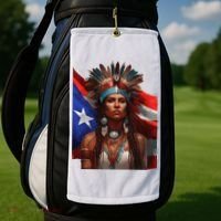 Indigenous Taino Woman Puerto Rican Flag Caribbean Golf Towel thumb 2