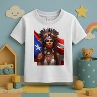 Indigenous Taino Woman Puerto Rican Flag Caribbean Toddler T-Shirt thumb 3