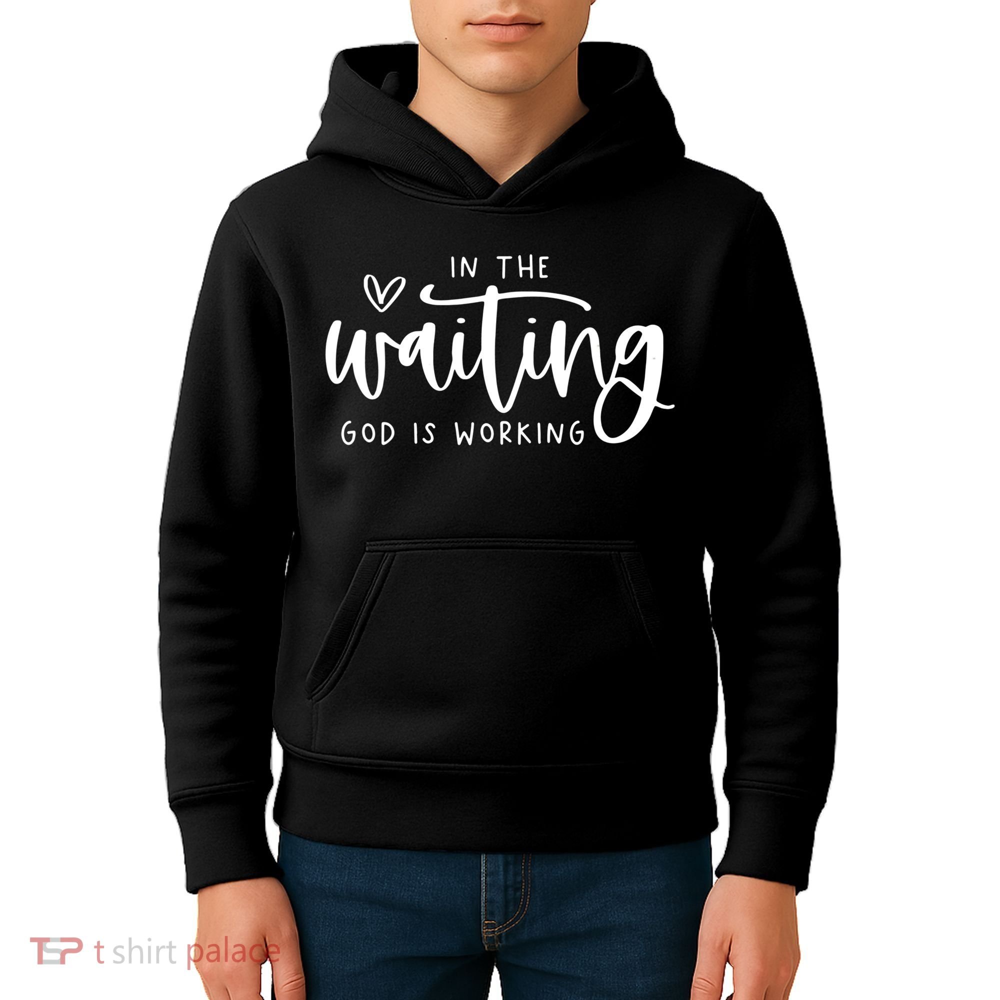 In The Waiting God Is Working Christian Kids Hoodie