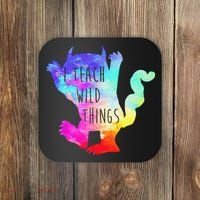I Teach Wild Things Monster Funny Halloween Gifts Coaster thumb 0