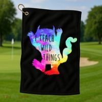 I Teach Wild Things Monster Funny Halloween Gifts Golf Towel thumb 1