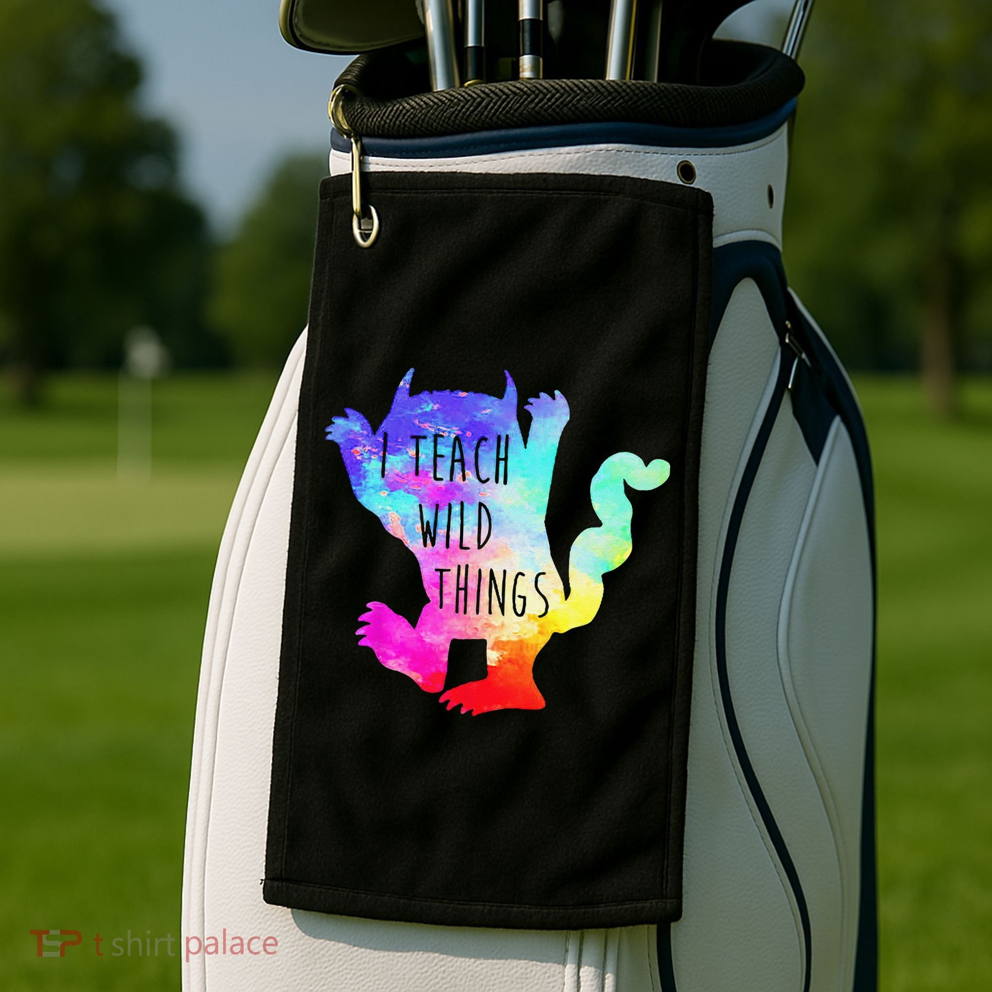 I Teach Wild Things Monster Funny Halloween Gifts Golf Towel
