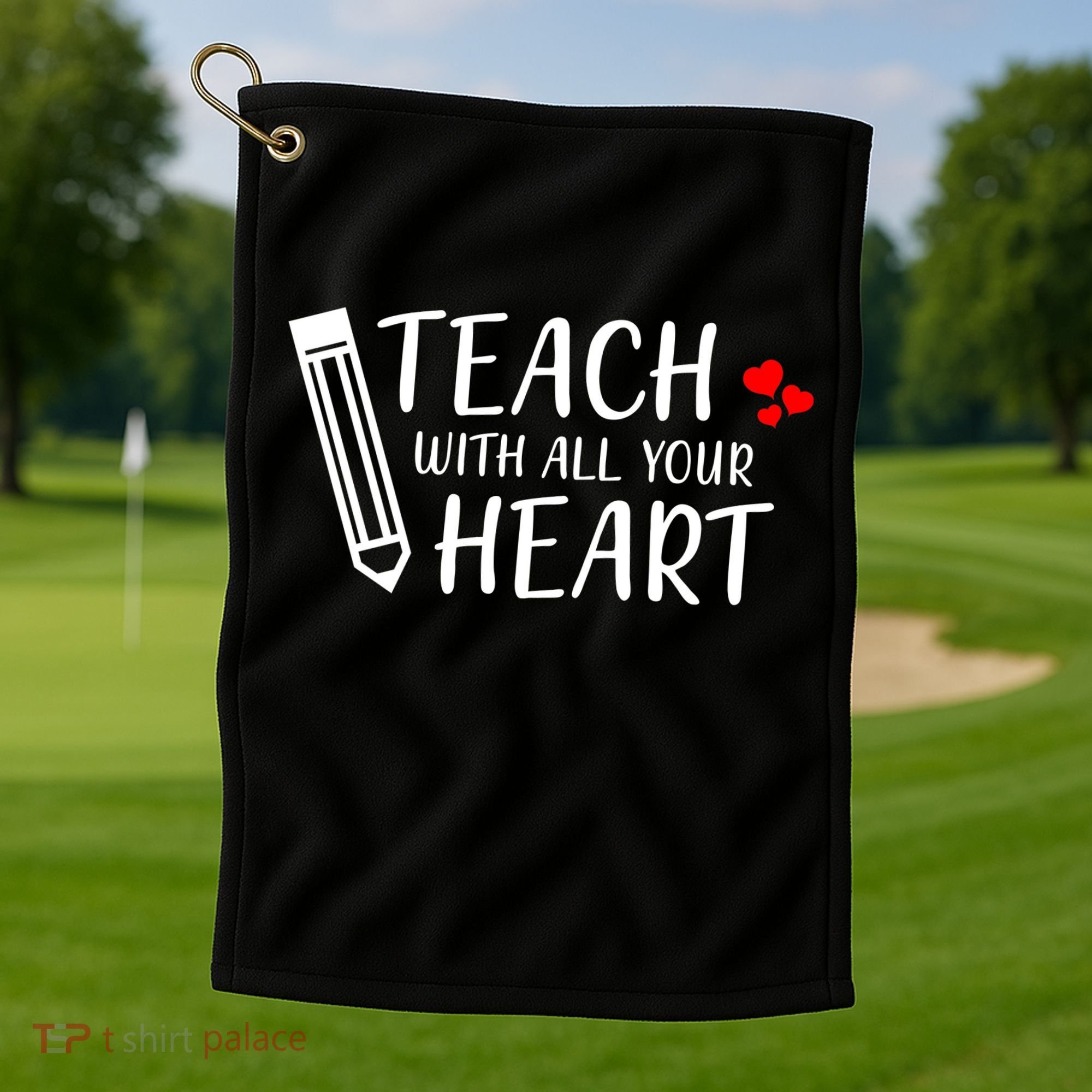 I Teach With All Your Heart Golf Towel