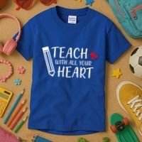 I Teach With All Your Heart Kids T-Shirt thumb 3