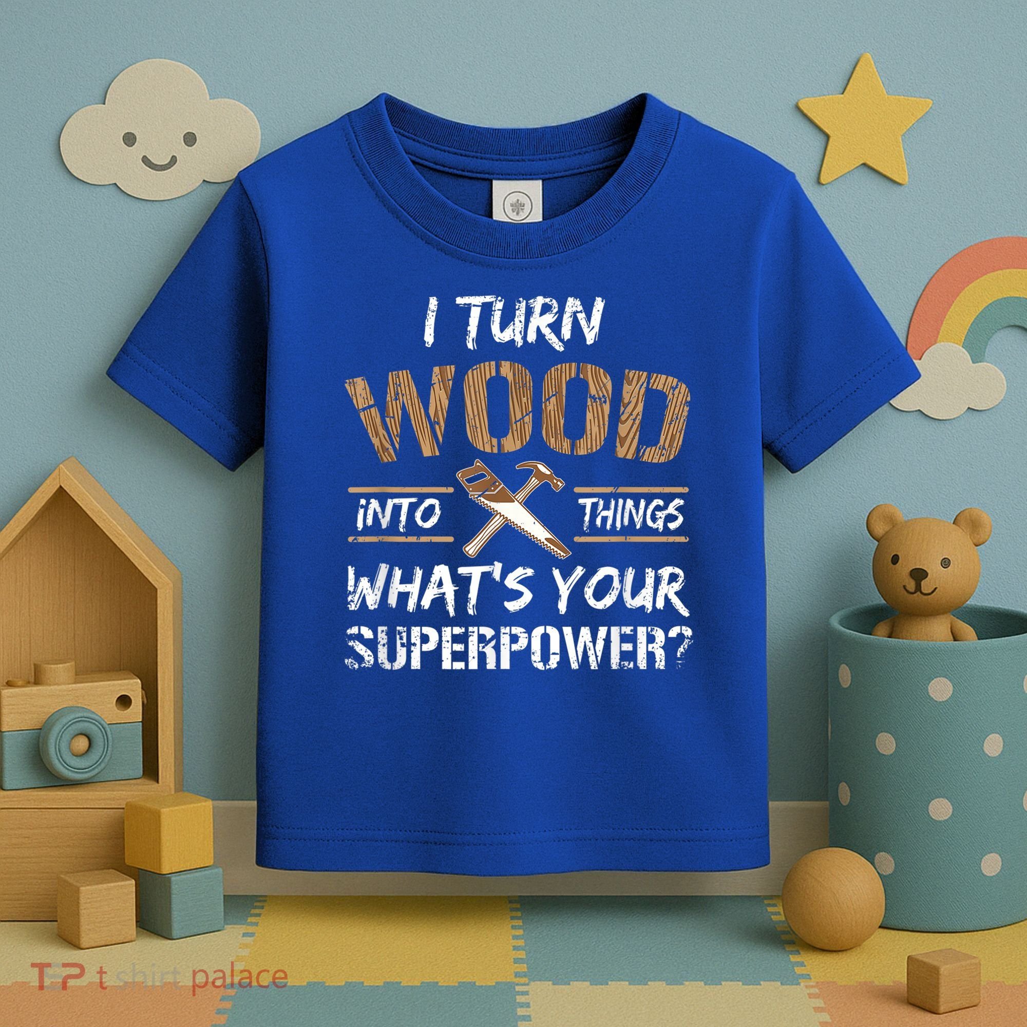 I Turn Wood Into Things Carpenter Funny Woodworking Gift Toddler T-Shirt