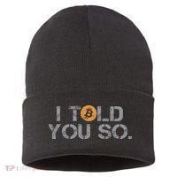 I Told You So Bitcoin Funny Btc Crypto Cryptocurrency Trader Sustainable Knit Beanie thumb 0