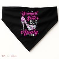 I'm The Youngest Rules Dont Apply To Me Youngest Sister Gift USA-Made Doggie Bandana thumb 0