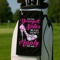 I'm The Youngest Rules Dont Apply To Me Youngest Sister Gift Golf Towel thumb 2