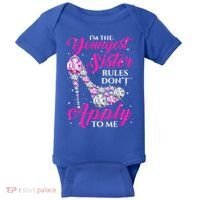 I'm The Youngest Rules Dont Apply To Me Youngest Sister Gift Baby Bodysuit thumb 0