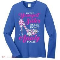 I'm The Youngest Rules Dont Apply To Me Youngest Sister Gift Women's Long Sleeve Shirt thumb 0