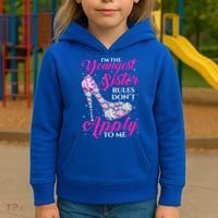 I'm The Youngest Rules Dont Apply To Me Youngest Sister Gift Kids Hoodie thumb 3