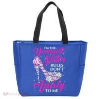 I'm The Youngest Rules Dont Apply To Me Youngest Sister Gift Tote Bag thumb 0
