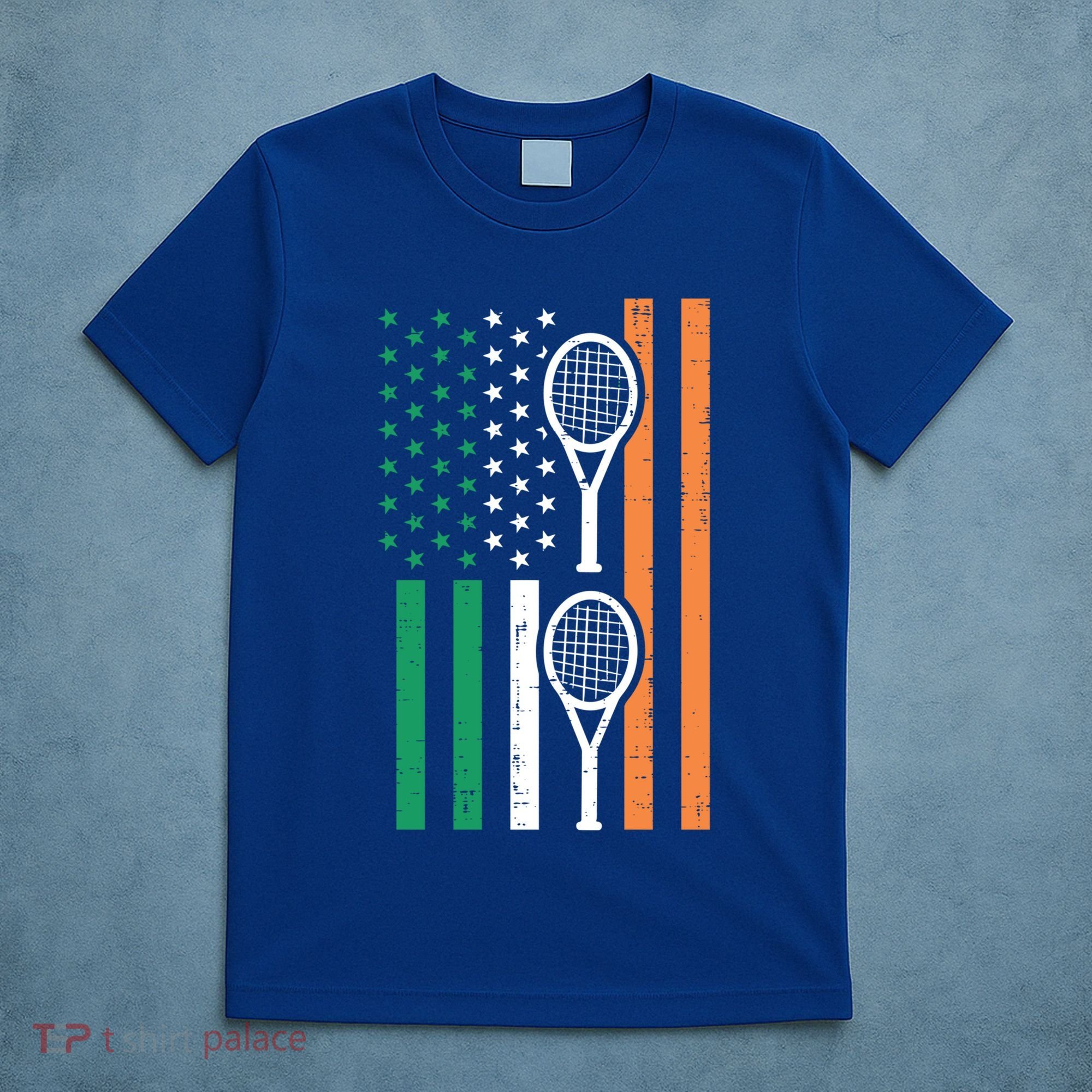 Irish Us Flag Tennis Racket St Patricks Day Sports Patriotic Meaningful Gift T-Shirt