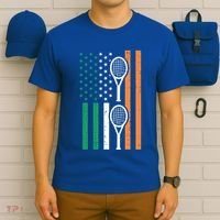Irish Us Flag Tennis Racket St Patricks Day Sports Patriotic Meaningful Gift T-Shirt thumb 6