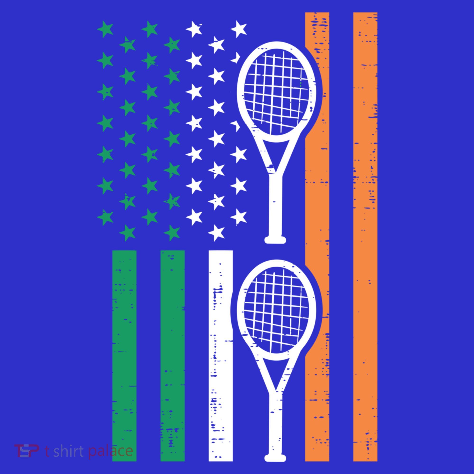 Irish Us Flag Tennis Racket St Patricks Day Sports Patriotic Meaningful Gift T-Shirt