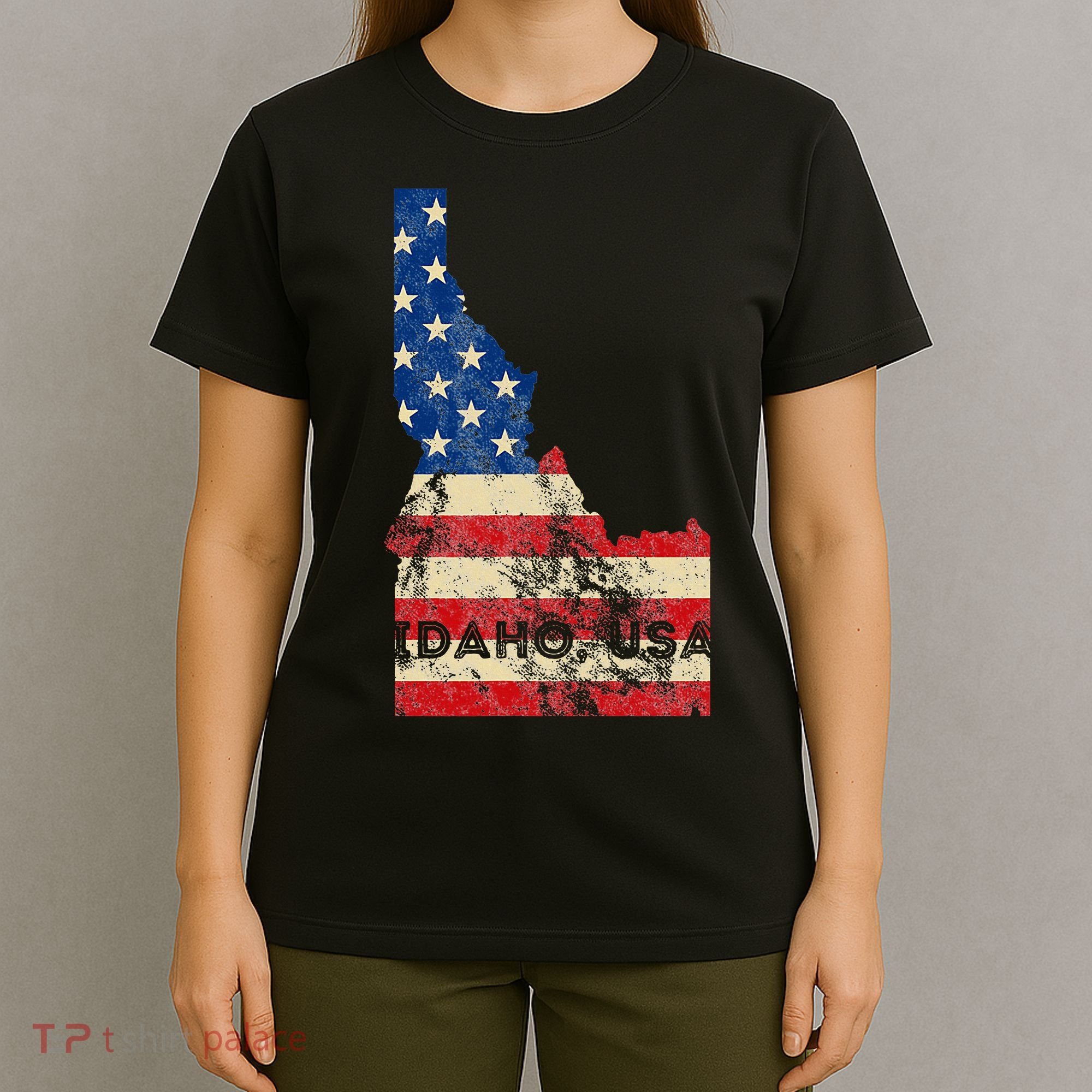 Idaho Usa Flag Patriotic Retro Vintage T-Shirt