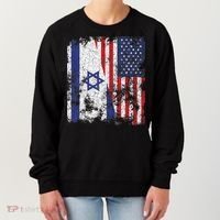 Israel USA Flag Distressed Half American Women's Sweatshirt thumb 0