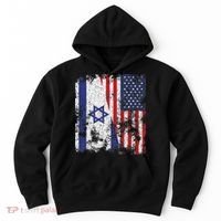 Israel USA Flag Distressed Half American Hoodie thumb 0