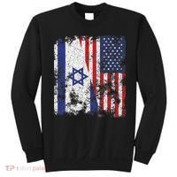 Israel USA Flag Distressed Half American Sweatshirt thumb 0