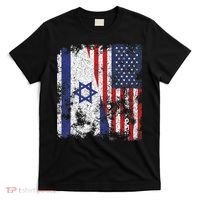 Israel USA Flag Distressed Half American T-Shirt thumb 0