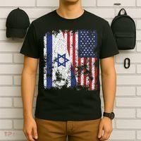 Israel USA Flag Distressed Half American T-Shirt thumb 6