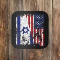 Israel USA Flag Distressed Half American Coaster thumb 0