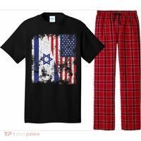 Israel USA Flag Distressed Half American Pajama Set thumb 0