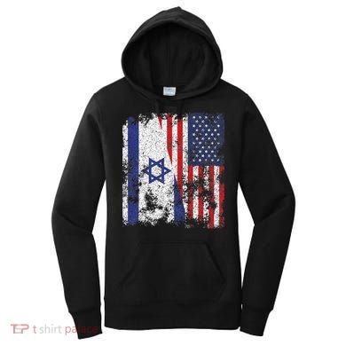 Israel USA Flag Distressed Half American Women's Hoodie