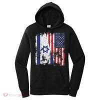 Israel USA Flag Distressed Half American Women's Hoodie thumb 0