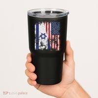 Israel USA Flag Distressed Half American Tumbler thumb 2