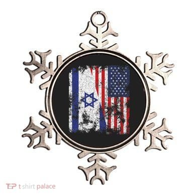 Israel USA Flag Distressed Half American Ornament