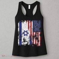 Israel USA Flag Distressed Half American Women's Tank Top thumb 3