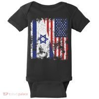 Israel USA Flag Distressed Half American Baby Bodysuit thumb 0