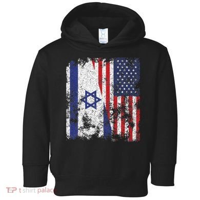 Israel USA Flag Distressed Half American Toddler Hoodie