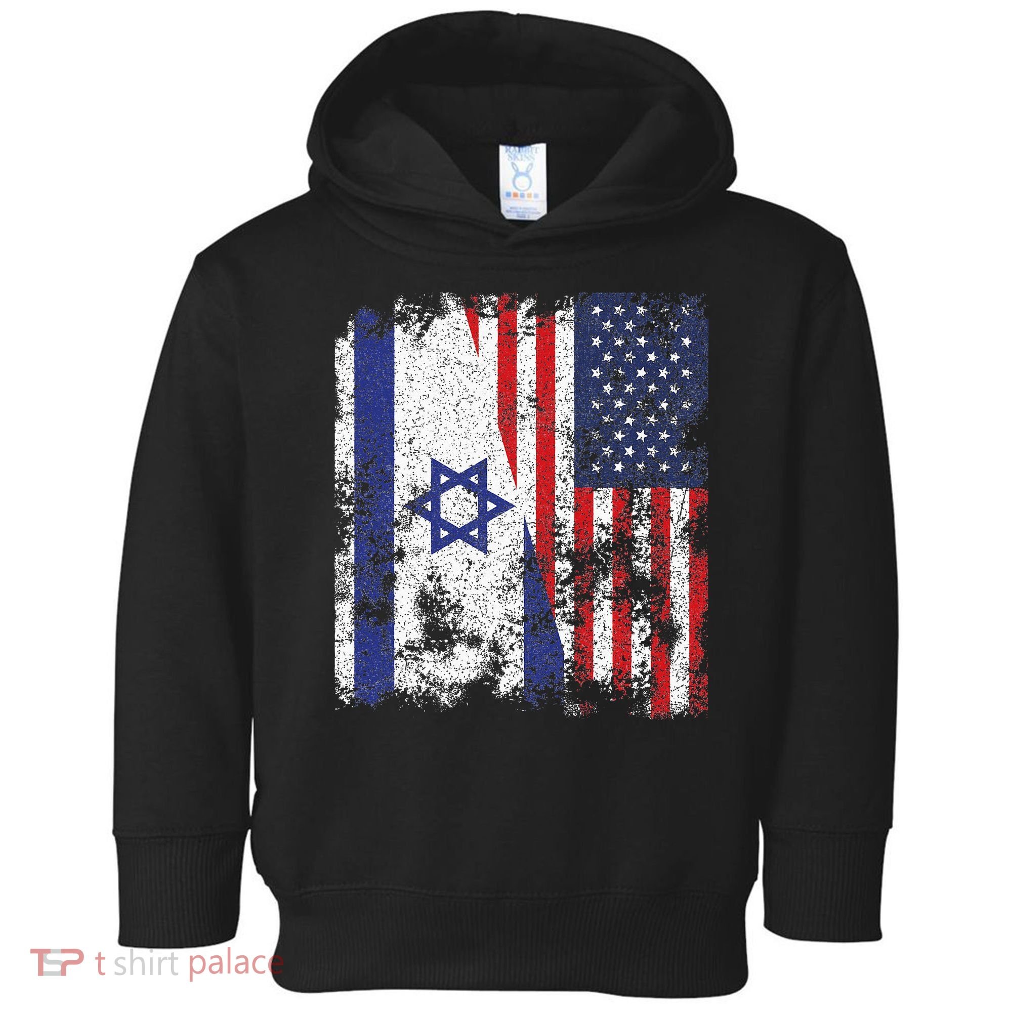 Israel USA Flag Distressed Half American Toddler Hoodie