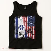 Israel USA Flag Distressed Half American Tank Top thumb 2