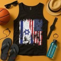 Israel USA Flag Distressed Half American Tank Top thumb 4