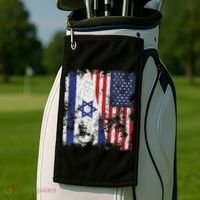 Israel USA Flag Distressed Half American Golf Towel thumb 2